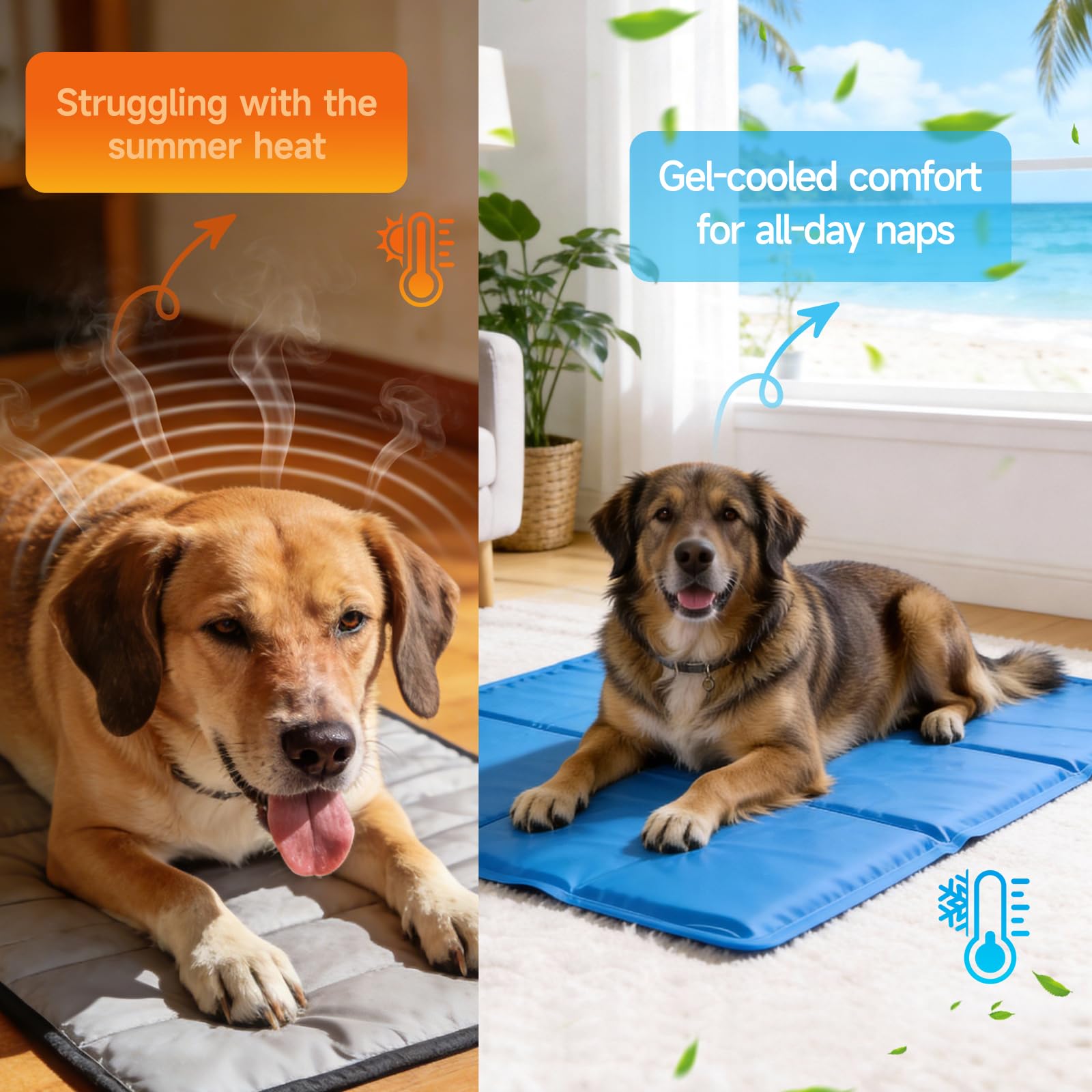 Tapis Rafraichissant Chien Auto Refroidissant avec Gel, Tapis Rafraichissant pour Chien et Chat Étanche avec Bords Renforcés, Tapis Refroidissant Pliable pour Panier Chien Canapé Voiture 65 x 50 cm