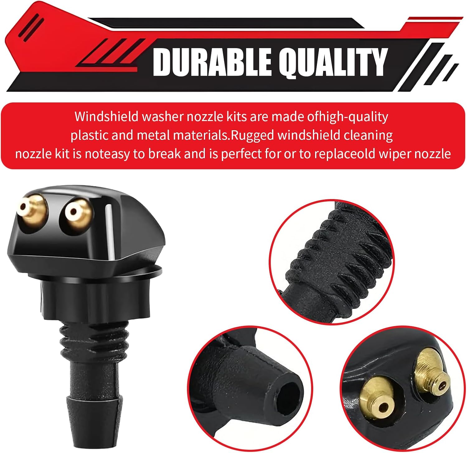 10 PCS Car Windshield Washer Nozzles Kit, Double-hole Spray Nozzles with Hose and Adapters Windshield Washer Tool, Universal Window Water Spray Sprinkler for Most Cars (Multicolored)