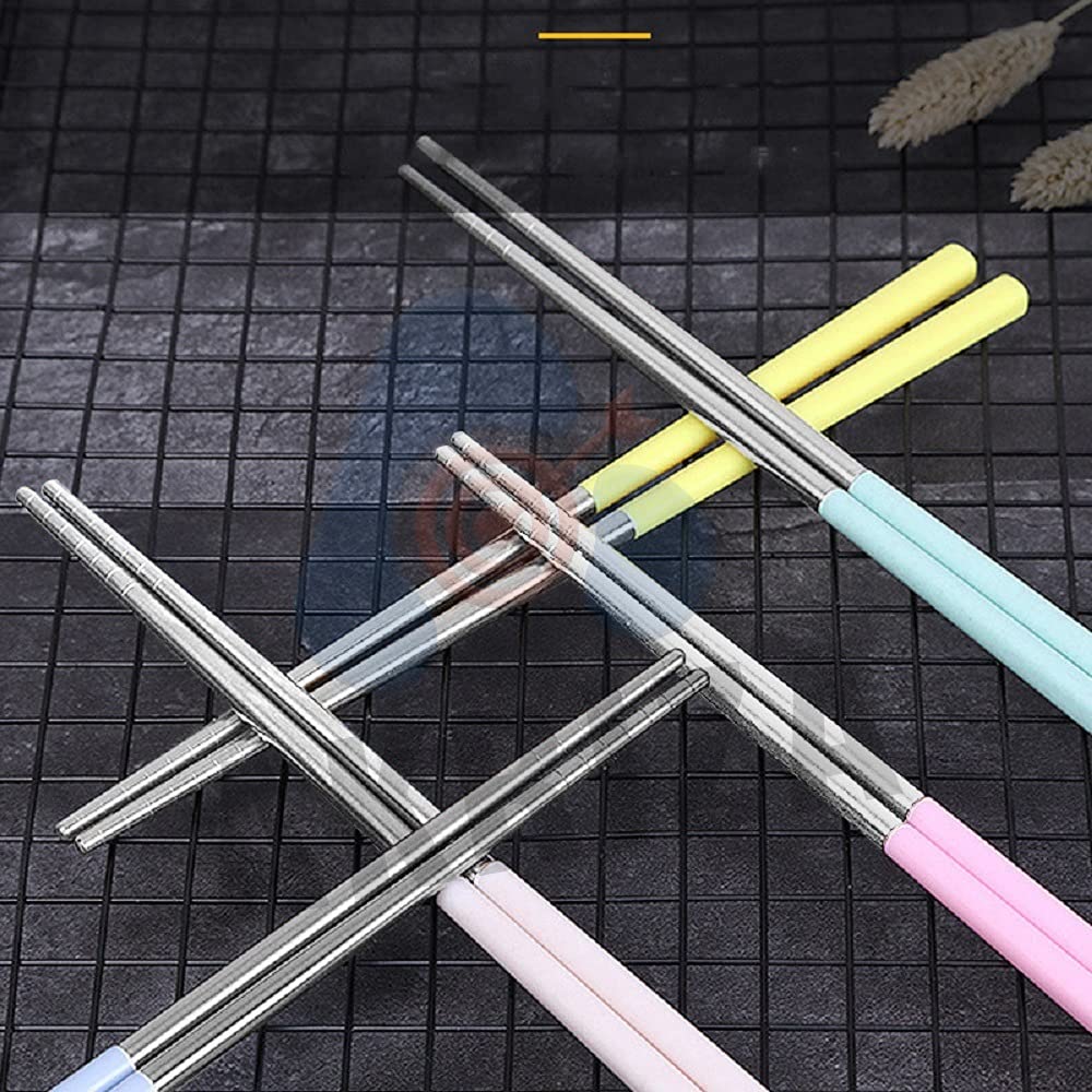 AKRIZA Reusable Stainless Steel Spiral Wheat Chopsticks Gift Set - 5 Pair 4