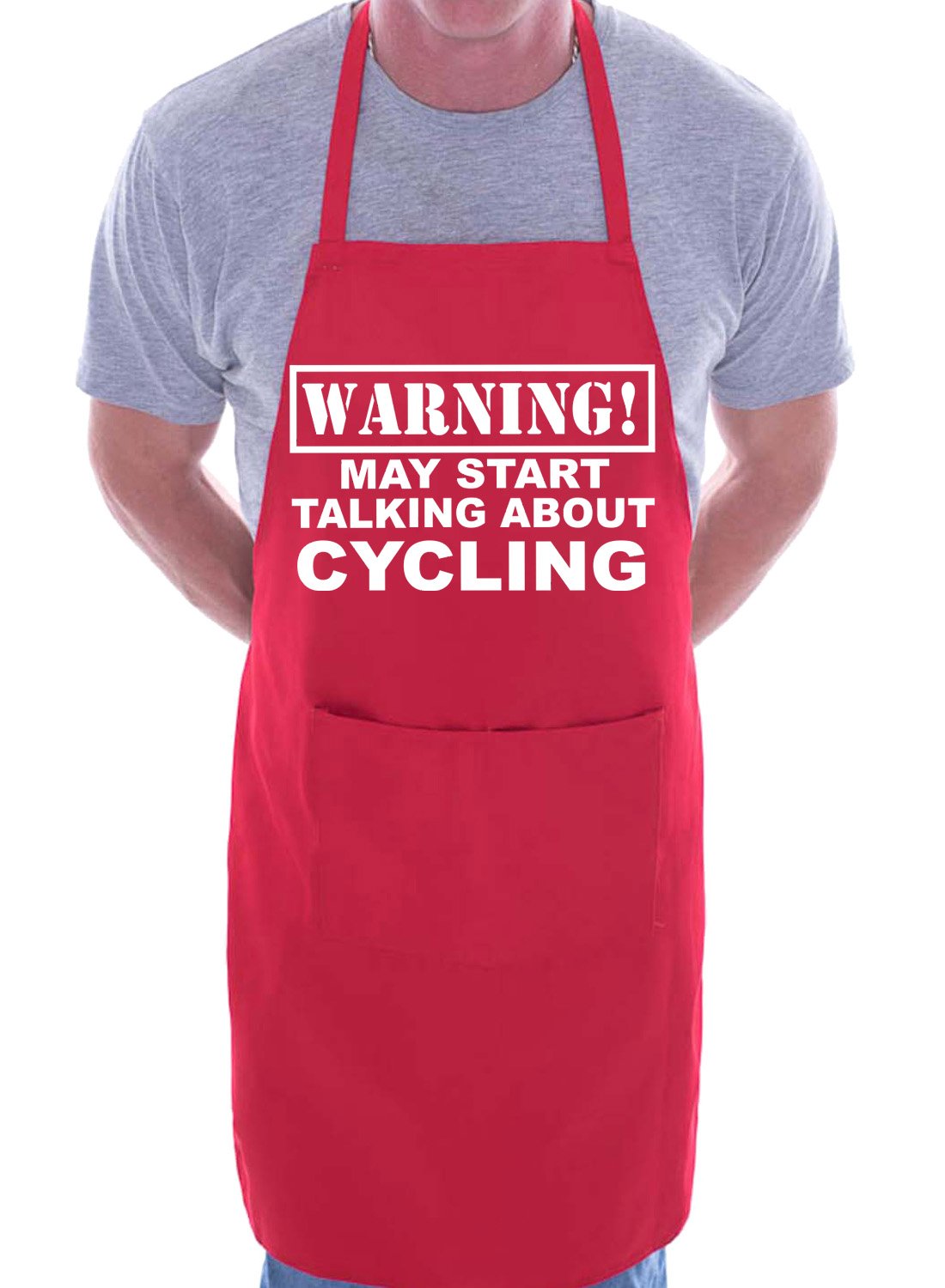 Print4U Warning May Talk About Cycling Funny BBQ Novelty Cooking Apron Red