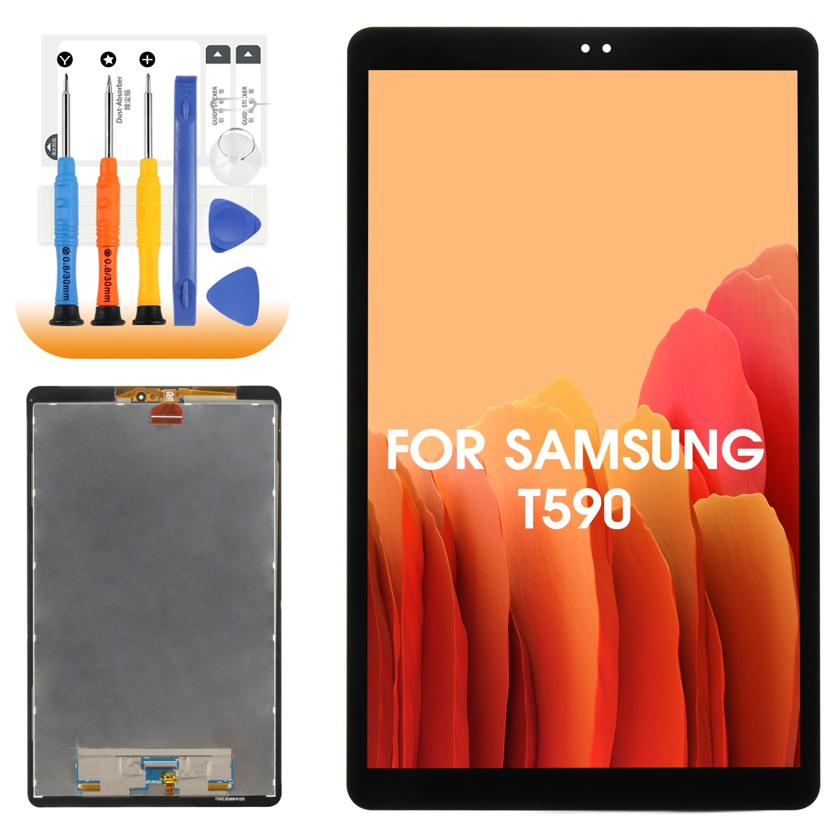 LCD Display pour Samsung Galaxy Tab A (2018) SM-T590 SM-T595 10.5" LCD Écran Remplacement Tactile Digitizer Numériseur Assemblée avec Réparation Kit (Noir)