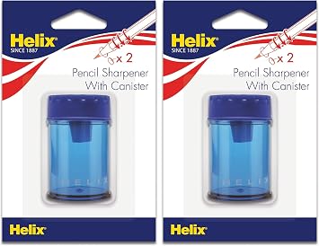 Helix Canister 2 Hole Pencil Sharpener, Assorted Colors 17087 Pack of 2