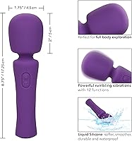Vista 2 de CalExotics Stella - Masajeador de varita de silicona líquida, vibrador flexible recargable de primera calidad, juguete sexual para mujeres, morado