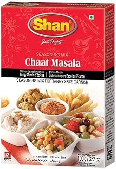 Shan - Chaat Masala Seasoning Mix (100g) - Spice Packets for Tangy and Spicy Garnish