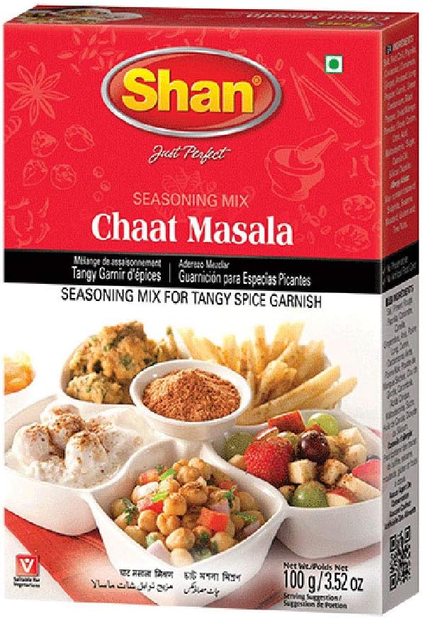 Shan - Chaat Masala Seasoning Mix (100g) - Spice Packets for Tangy and Spicy Garnish