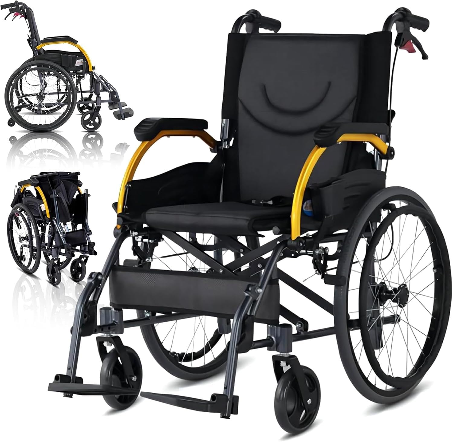 Silla De Ruedas Ligera Plegable Silla De Ruedas De Aluminio Ligera,Silla De Ruedas De Tránsito Luz Plegable,Silla De Ruedas De Viaje,Sillas De Ruedas Plegables Y Autónomas