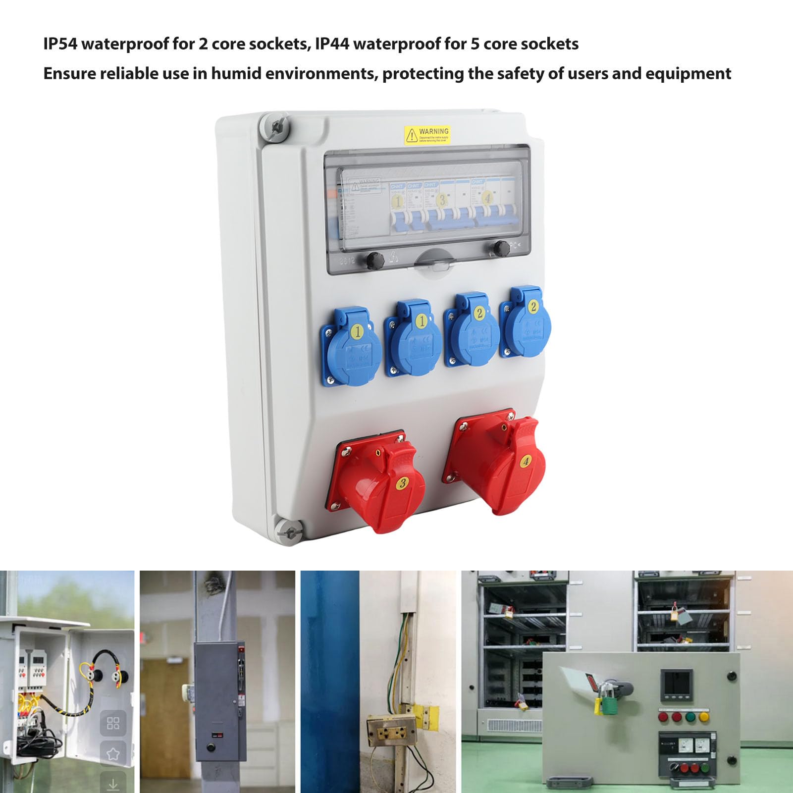 Scatola di distribuzione dell'energia industriale Scatola di prese elettriche per carichi pesanti con interruttori automatici C16 C32 per cantieri edili Plastica ABS