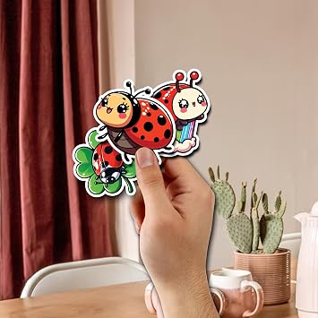 Pack 50 PCS Ladybug Stickers Cute Animal Waterproof Vinyl Decals Decoration Laptop Journals Suitcase Helmet Phone Case Party Favors Scrapbooking