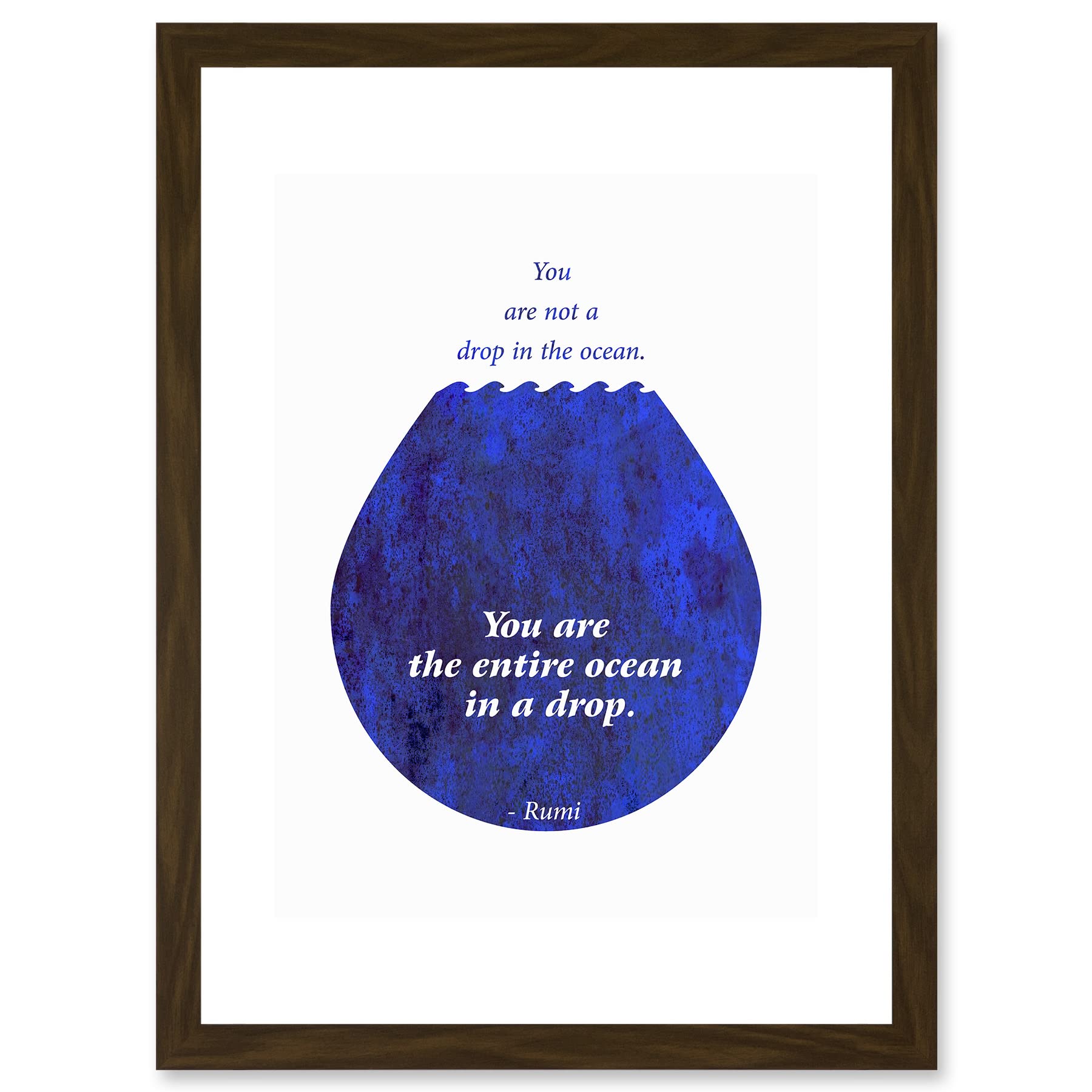 Rumi You Are Not A Drop You Are Entire Ocean Quote Blue Framed A4 Wall Art Print