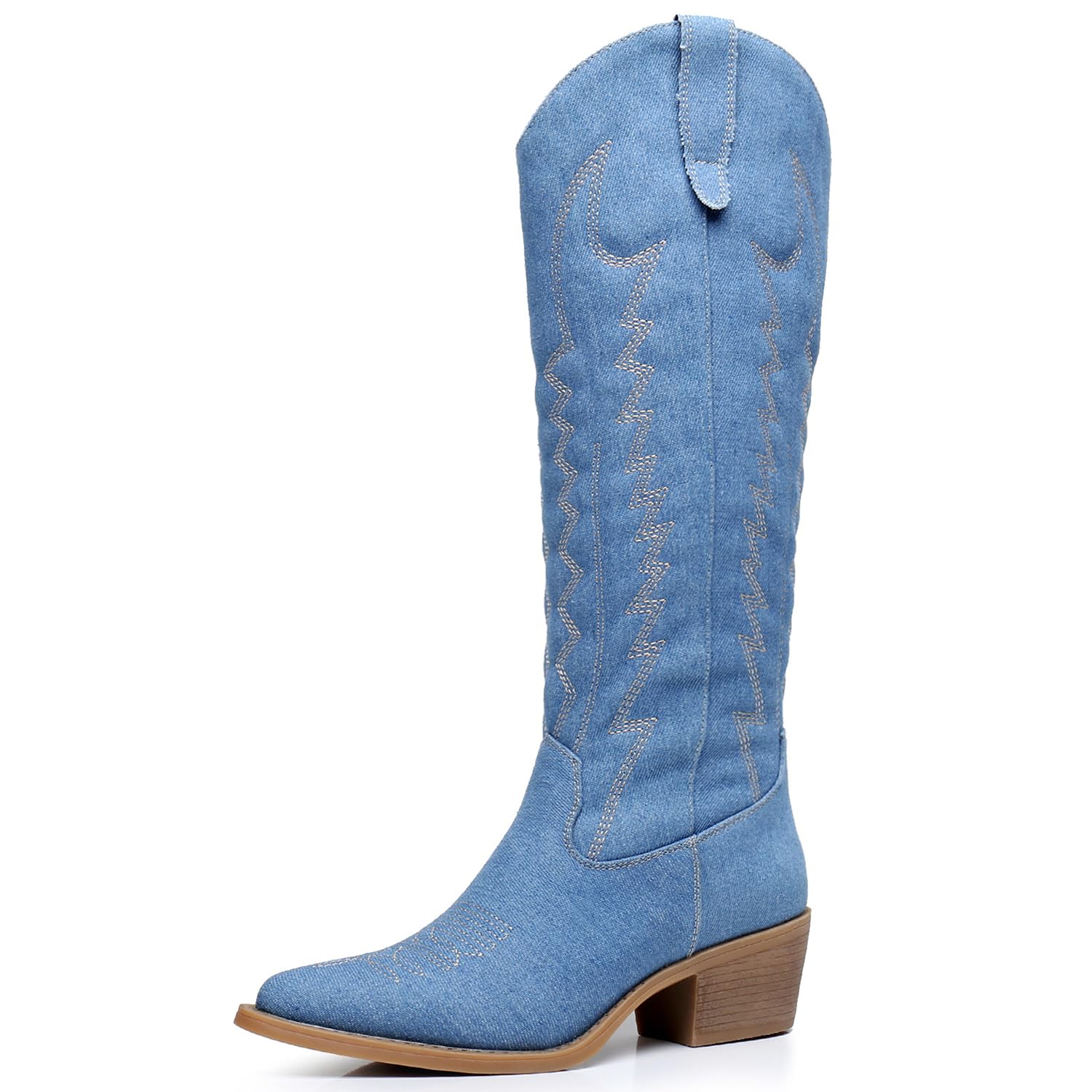 GLOBALWIN Women's Knee High Long Pointed Toe Western Cowboy Boots For Women