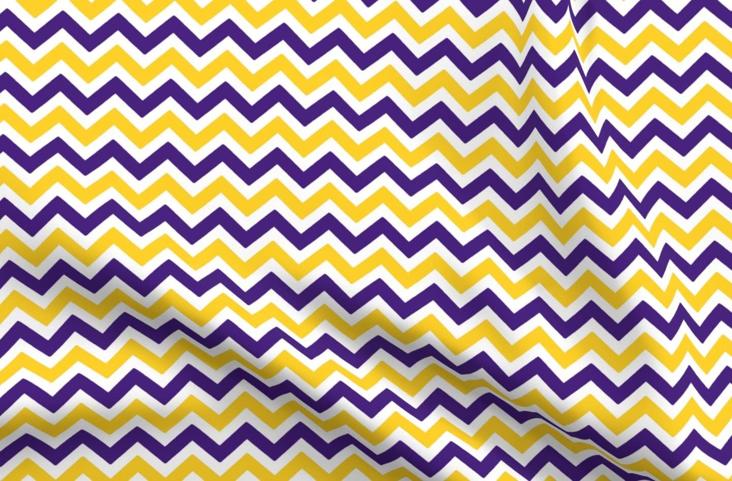 Spoonflower Fabric - Purple Yellow Team Color Chevron Football Scissors Printed on Upholstery Velvet Fabric Fat Quarter - Upholstery Home Decor Bottomweight Apparel
