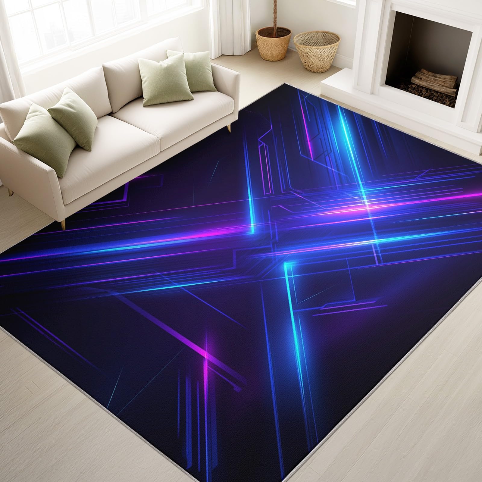 Douce Futuriste Néon Motif Décoration Tapis Salon Chambre 140 x 200 cm