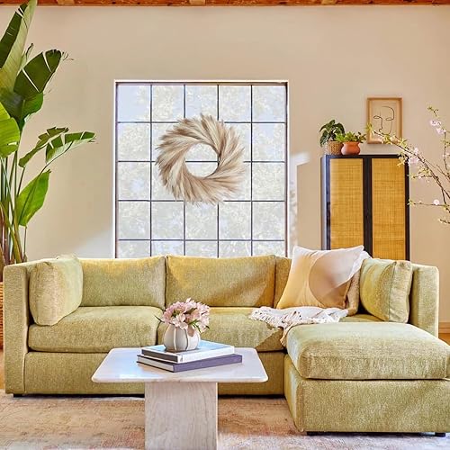 Miniatura 2 de Corona de hierba de pampa artificial de 27 pulgadas, resistente a los rayos UV, corona de pampa sintética para puerta delantera, porche y pared,