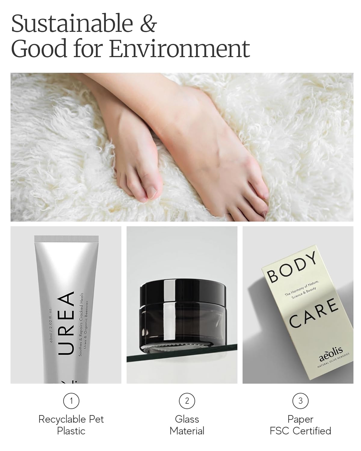 AEOLIS 10% Urea Foot Cream for Cracked Heels (2.03 fl oz), Beeswax, Shea Butter, Aloe Vera & Vitamin E – Deep Moisturizing Care for Rough Feet – Dry Heels Treatment & Softening Foot Cream - Image 7