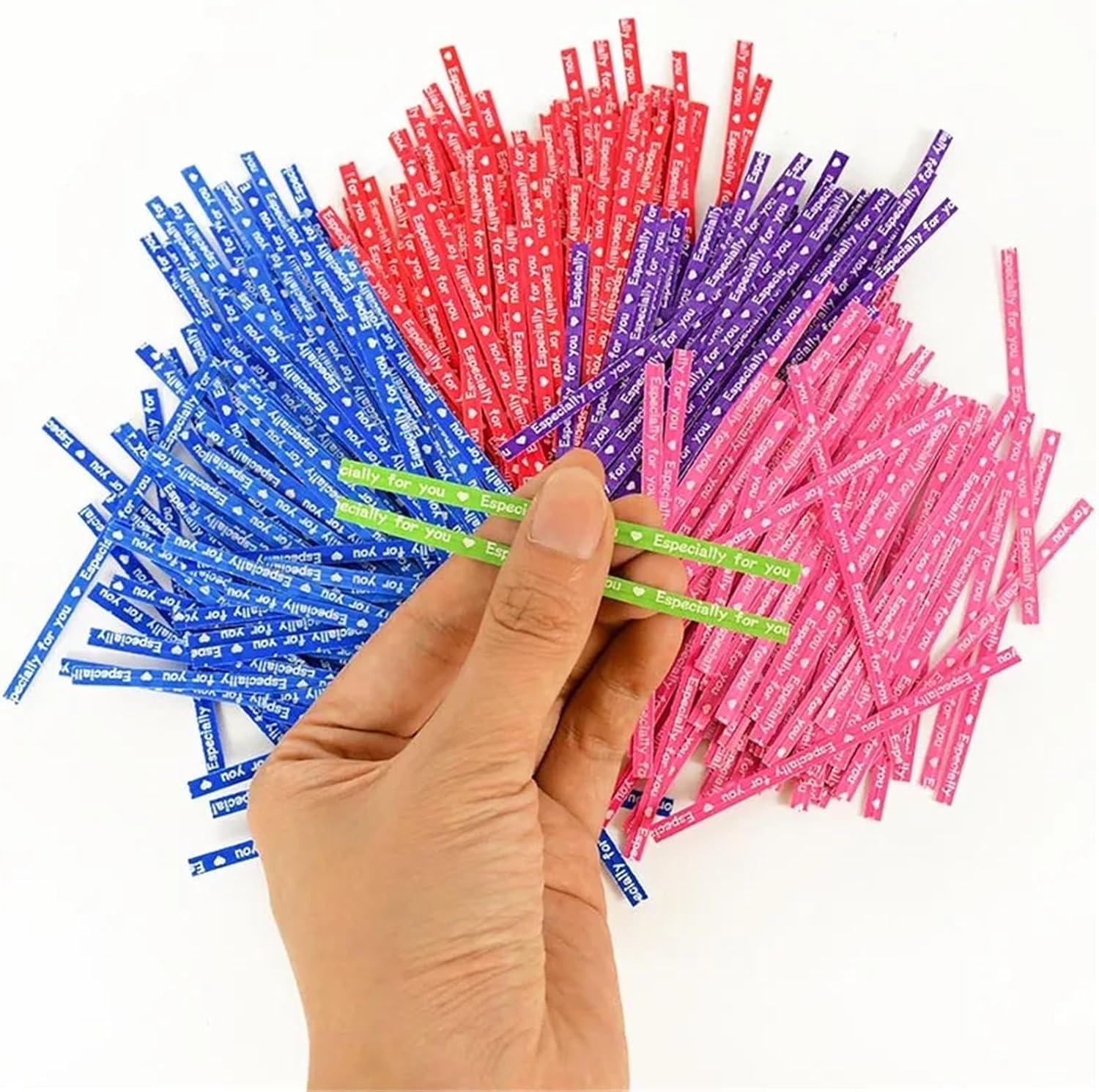 Metallic Twist Ties 1000pcs Paper Twist Ties 9cm Twist Ties for Gift Bags Sealing Wire Especially for You Love Print Candy Cookie Bags Wrapping Supplies(B02)
