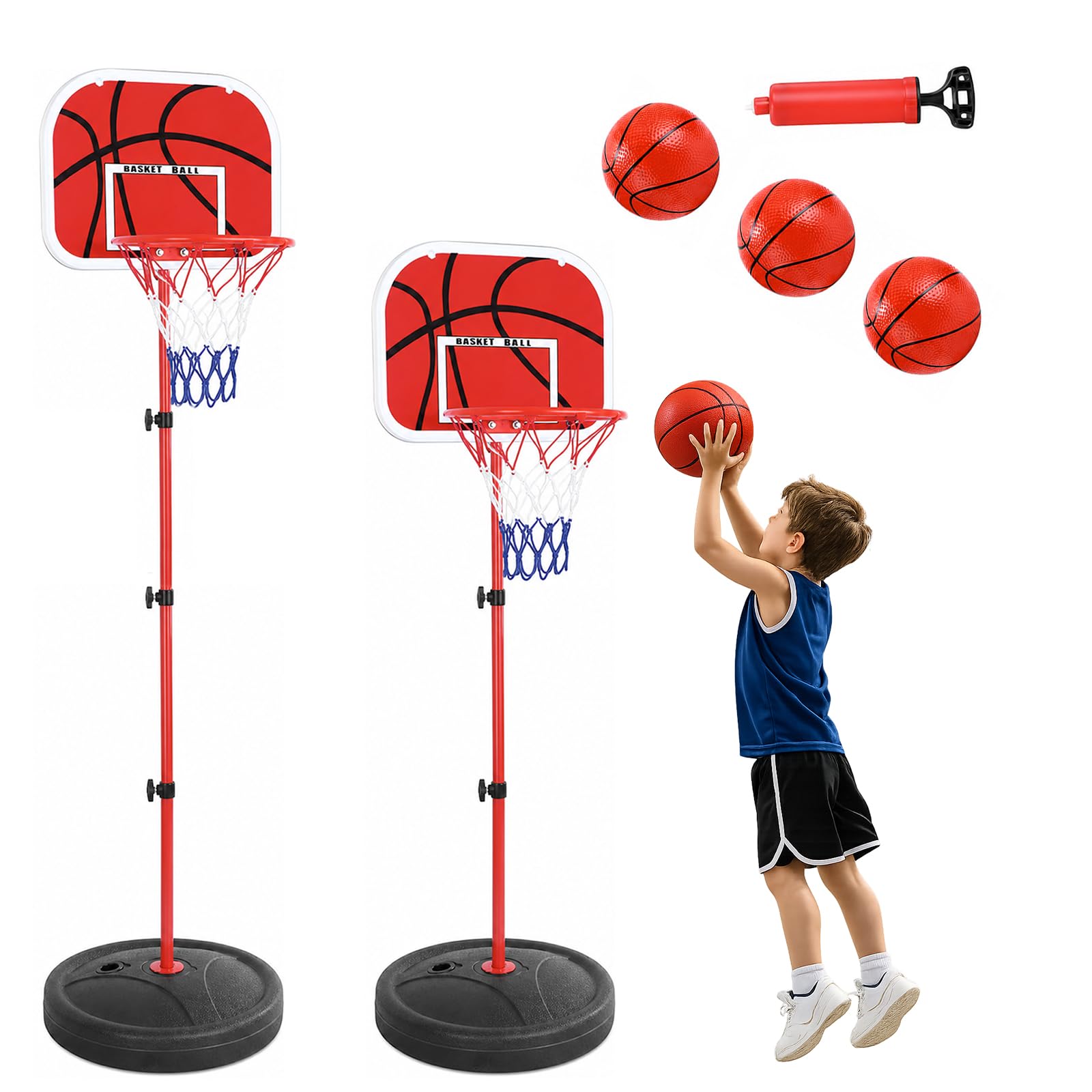 Basketballkorb Kinder, 50-150cm Indoor Basketballkorb 3 Bällen Und Pumpe, Kinderspielzeug Geschenke Für Jungen Ab 3 Jahren