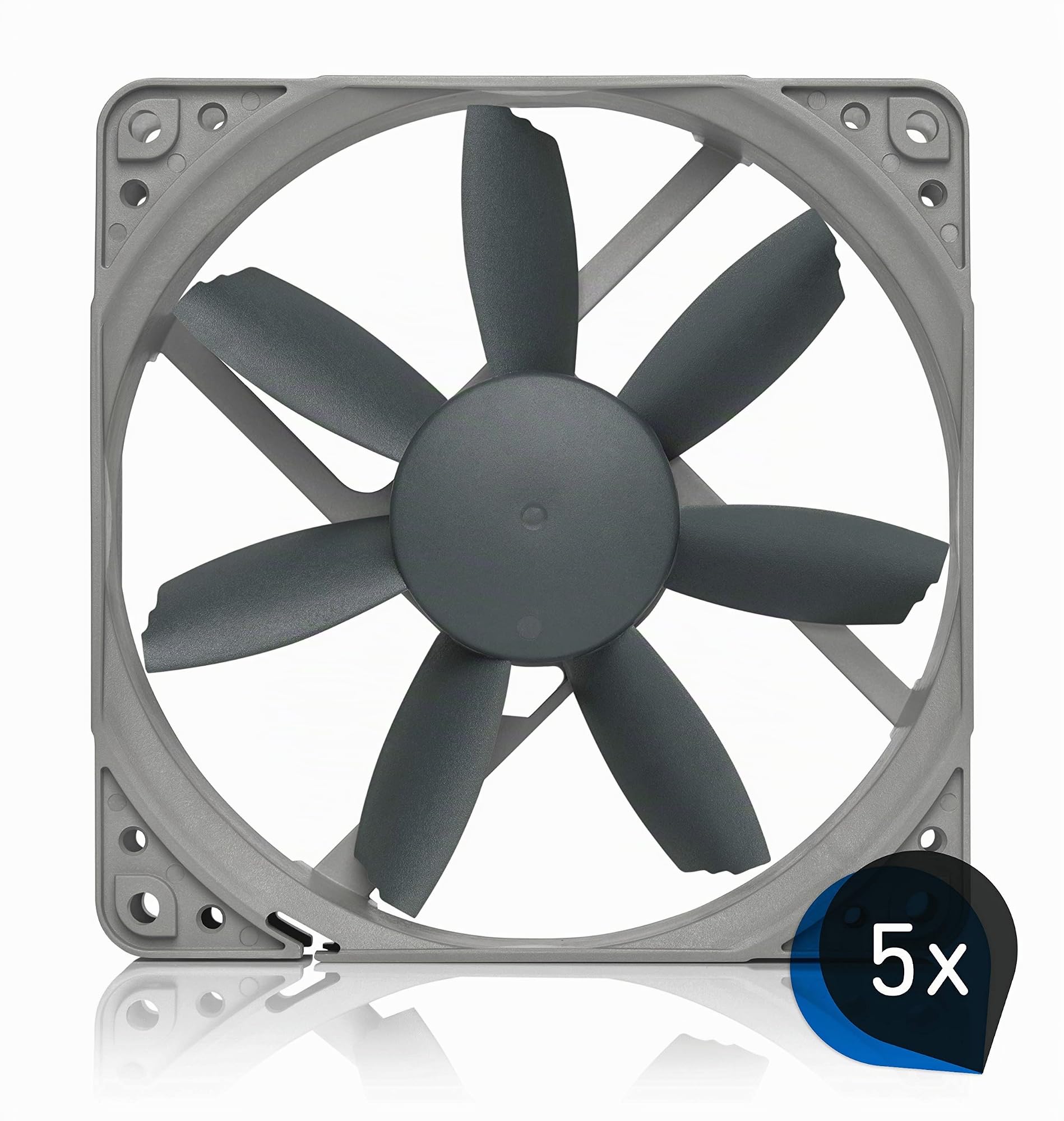 Noctua Paquete: 5x NF-S12B redux-1200 PWM, Ventilador de Alto Rendimiento, 4 Pines, 1200 RPM (120 mm, Gris)