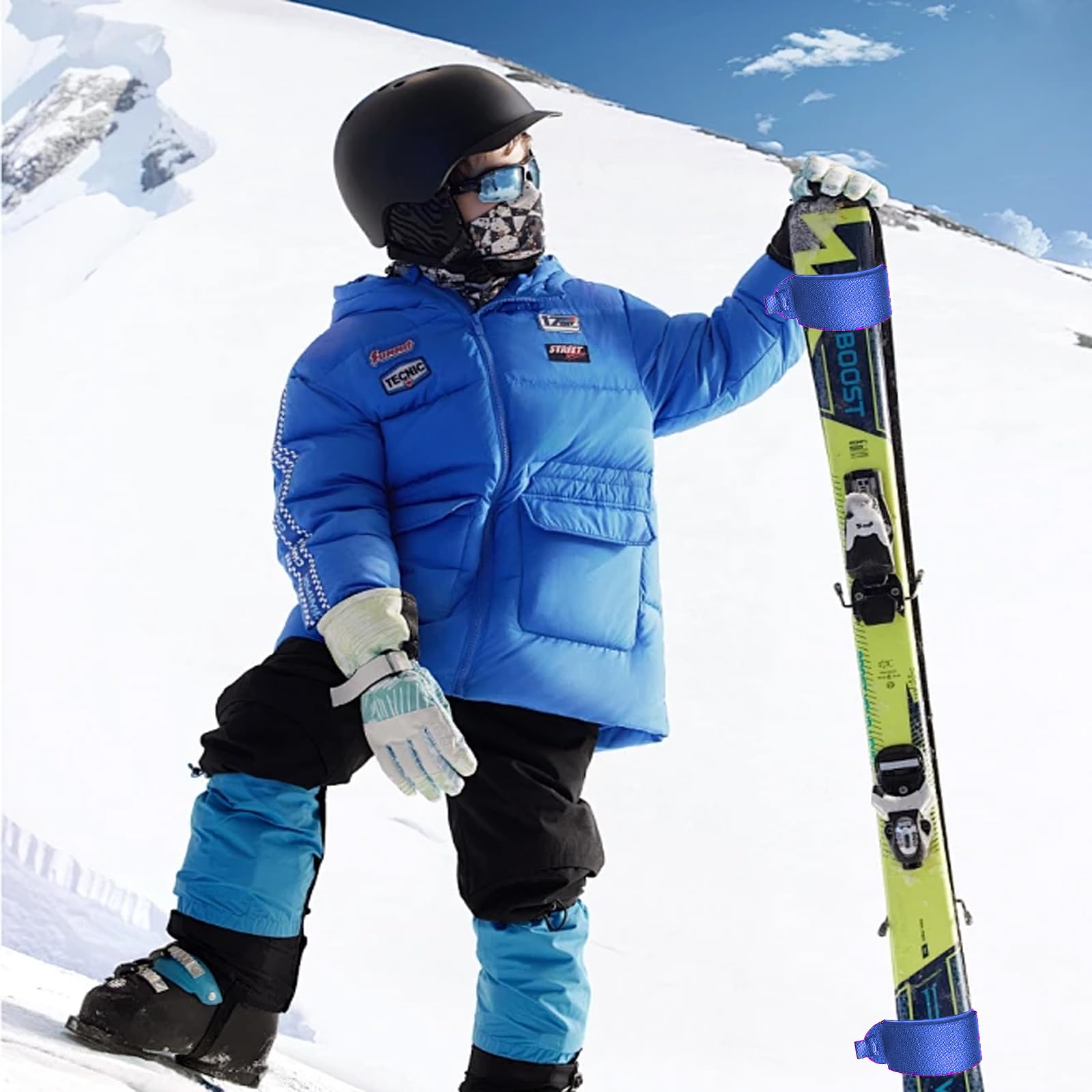 8 Pezzi Cinghie da Sci, Fascette per Sci Regolabile, Ski Straps, Cinghie per sci in EVA, per Tavole Bastoncini Sci Sport Invernali