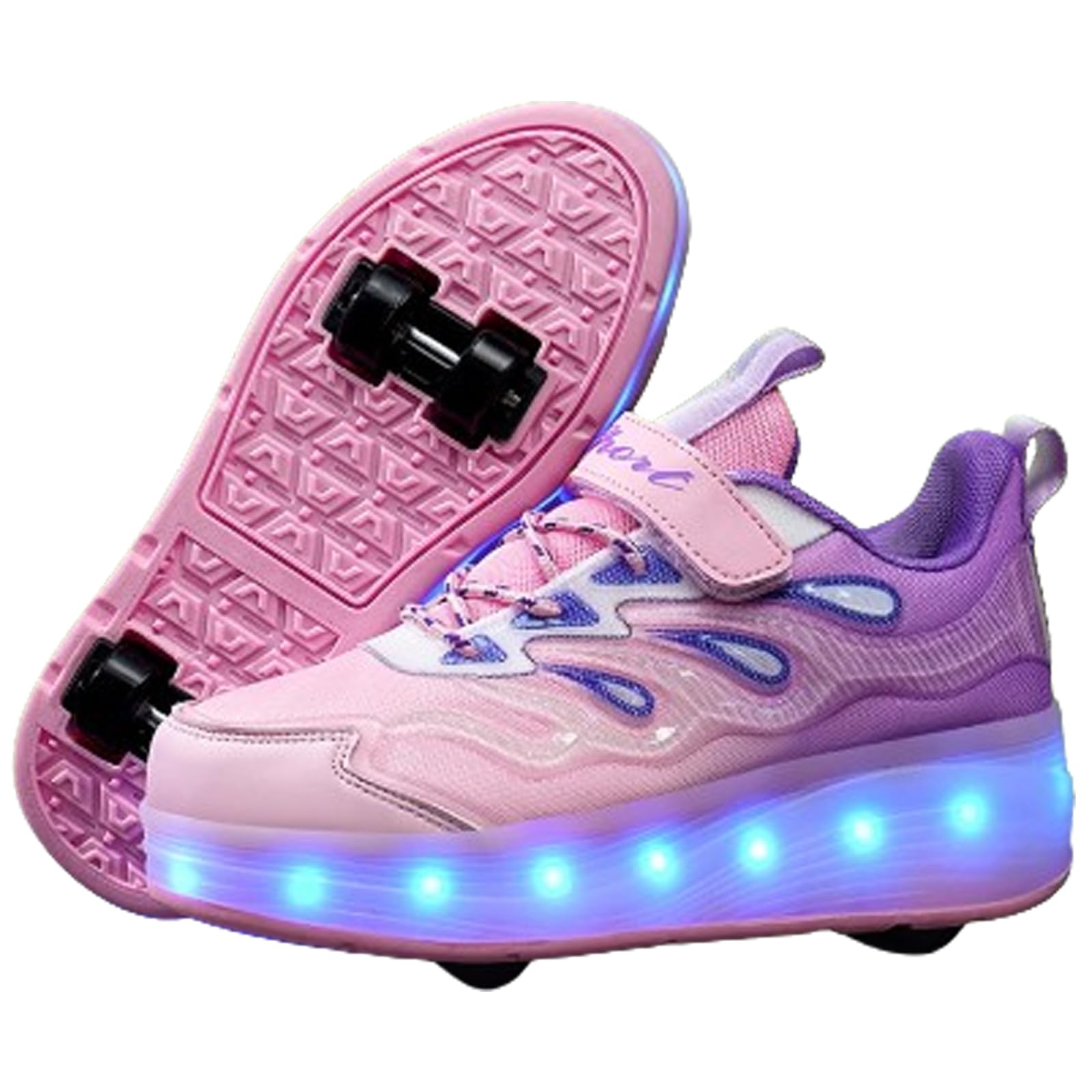 Chaussure a Roulette Garcon,Basket Roller Fille,Baskets Lumineuses à roulettes pour Filles,Baskets avec Roues rétractables,Éclairage LED Couleur,Chargement USB Pratique