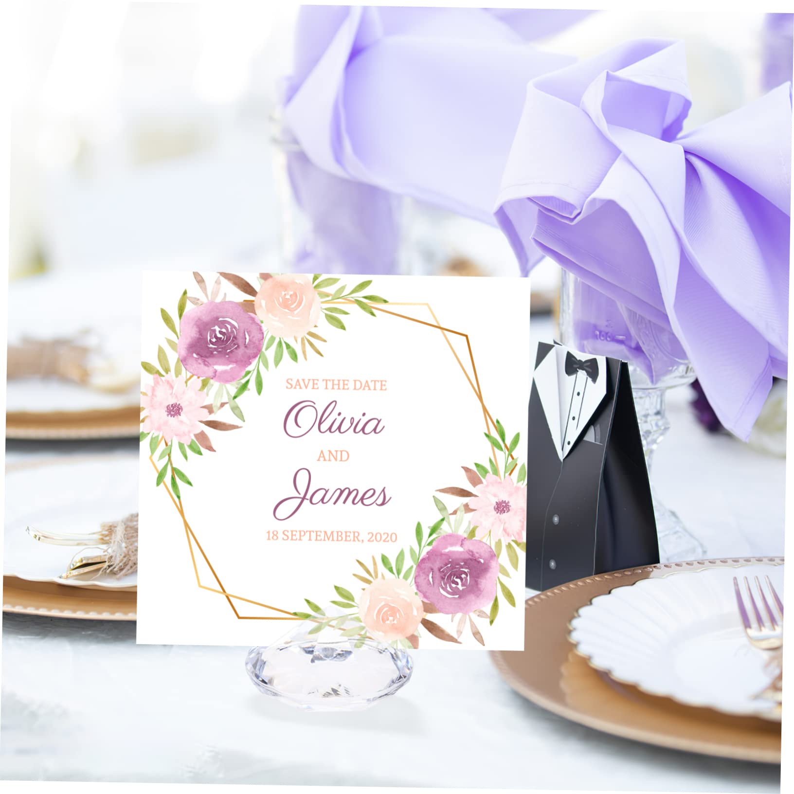 STOBOK 24pezzi Portanumero Tavolo Trasparente Da Segnaposto Per Matrimonio e Feste Supporti Decorativi Per Menu e Biglietti Di Auguri