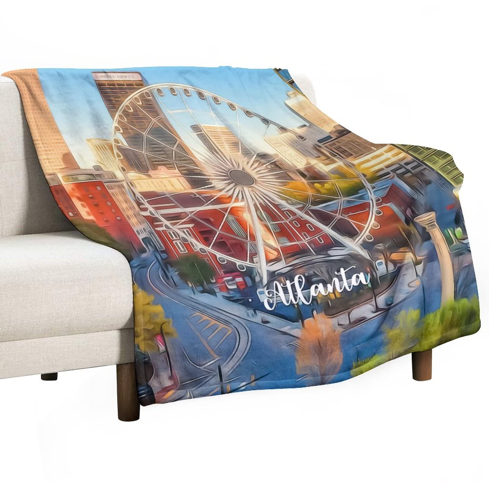 Couverture Atlanta 3D réversible en polaire double face douce pour lit et canapé de 130x150 cm