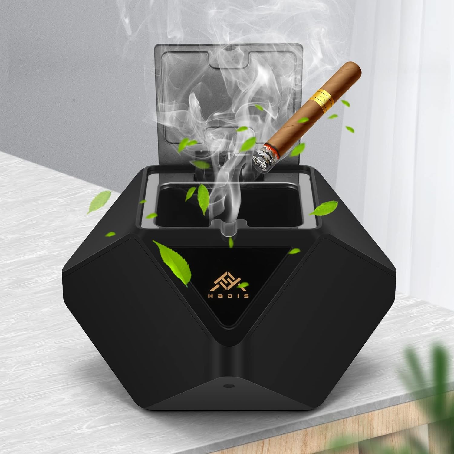 Ashtray, Portable Ash Tray with Smart Induction Lids, USB