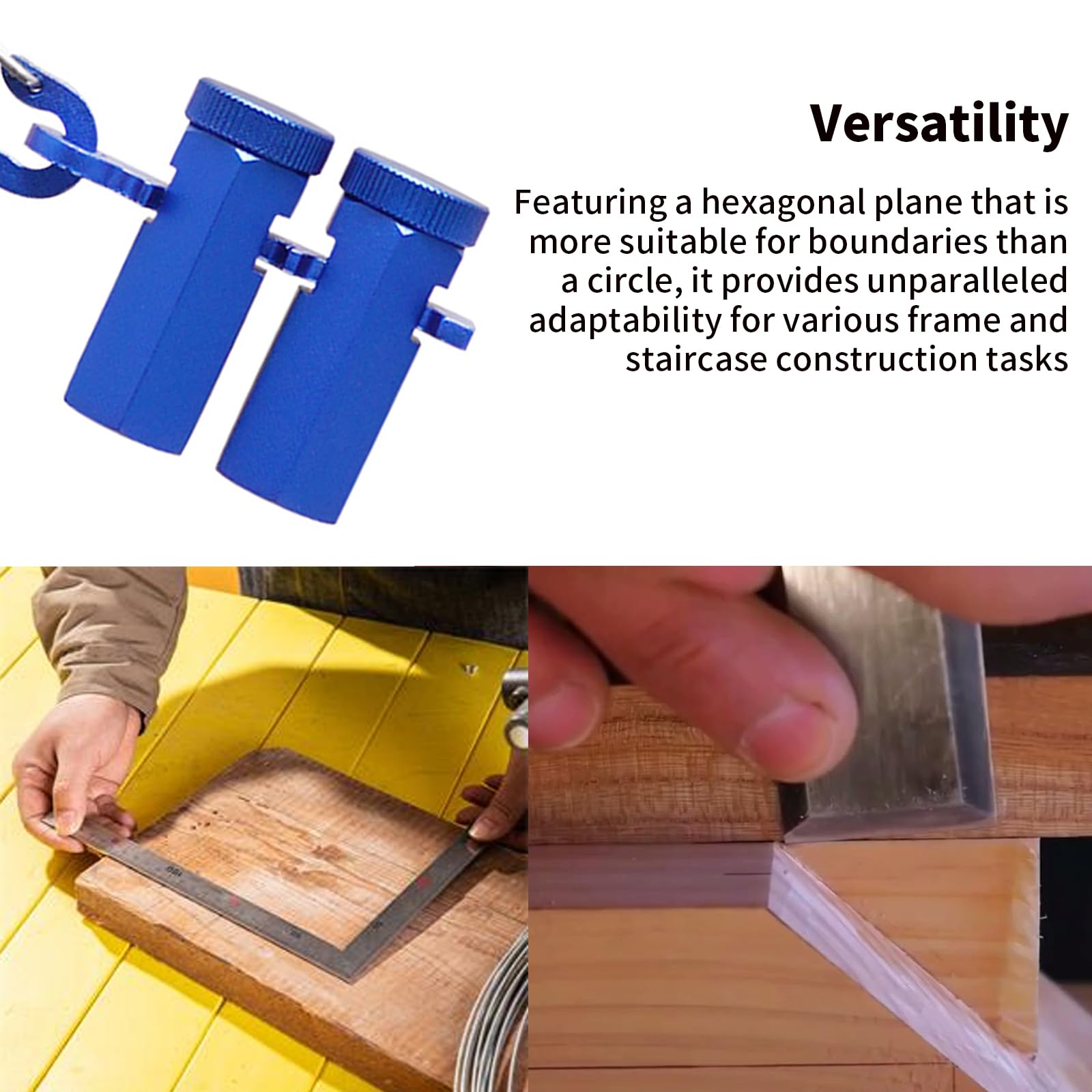 Oiieco Stair Gauges, Non Slip Framing Square Stops,Hex Flat Gauge,Framing Square Stair Gauge for Layout Attachment Framing Jigs Blue - Image 4