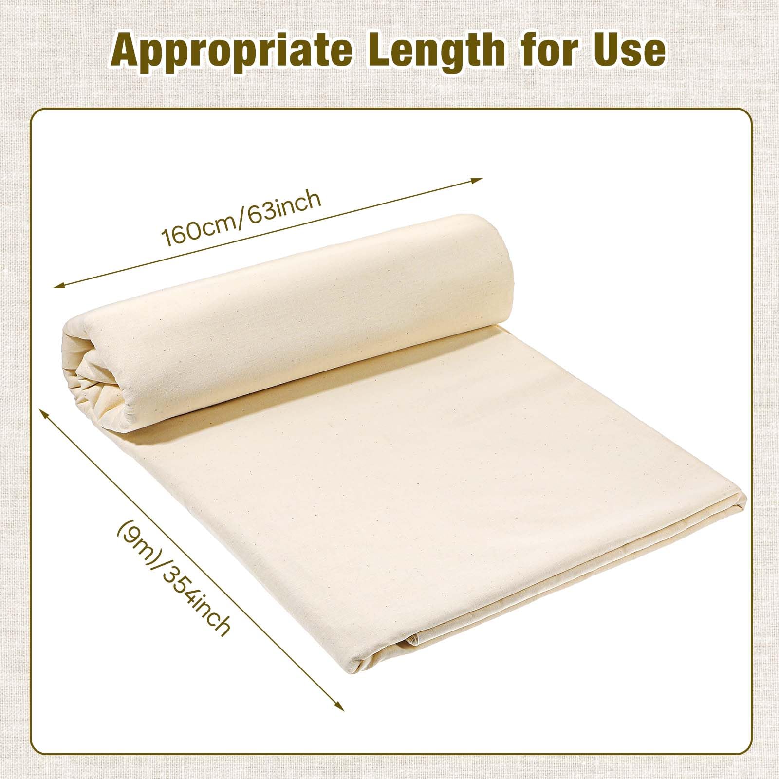 Medium Weight 63 inch x 10 Yards Muslin Fabric by Yard 100% Cotton Cloth Natural Unbleached Cotton Muslin Fabric Material for Sewing Material Apparel Cloth - Image 2