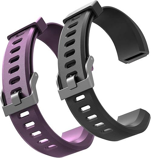 ID115plus HR Very Fit Pro Bands Replacement Strap for Veryfitpro, Letscom, Lintelek Fitness Trackers - Purple and Black