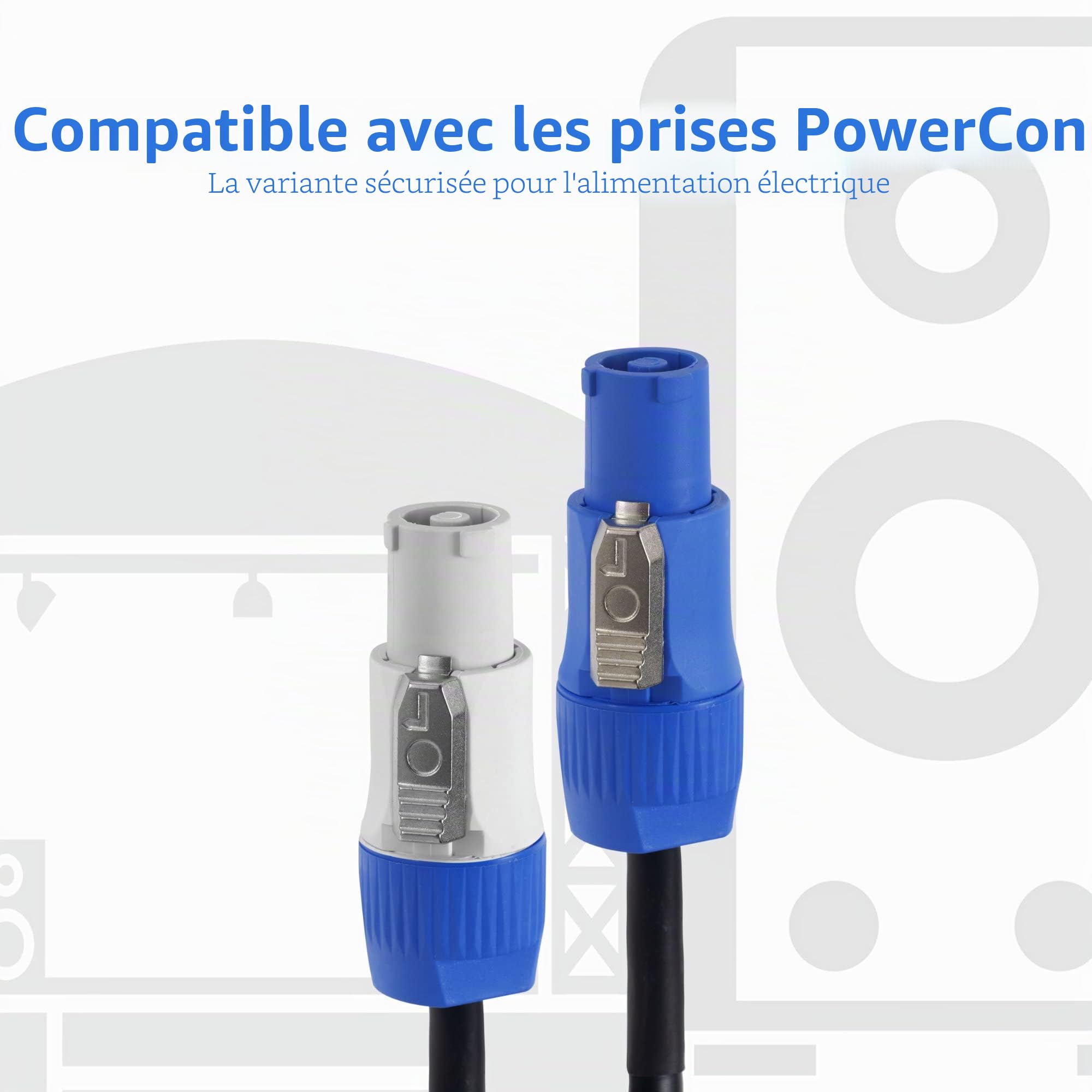 Pronomic Power Twist 5 Câble d'Alimentation - Câble pour Alimentation d'Enceintes Actives et Projecteurs - Connecteurs Compatibles PowerCon - Câble (H05VV-F) avec 3x 1,5 mm² - Longueur : 5 m - Noir