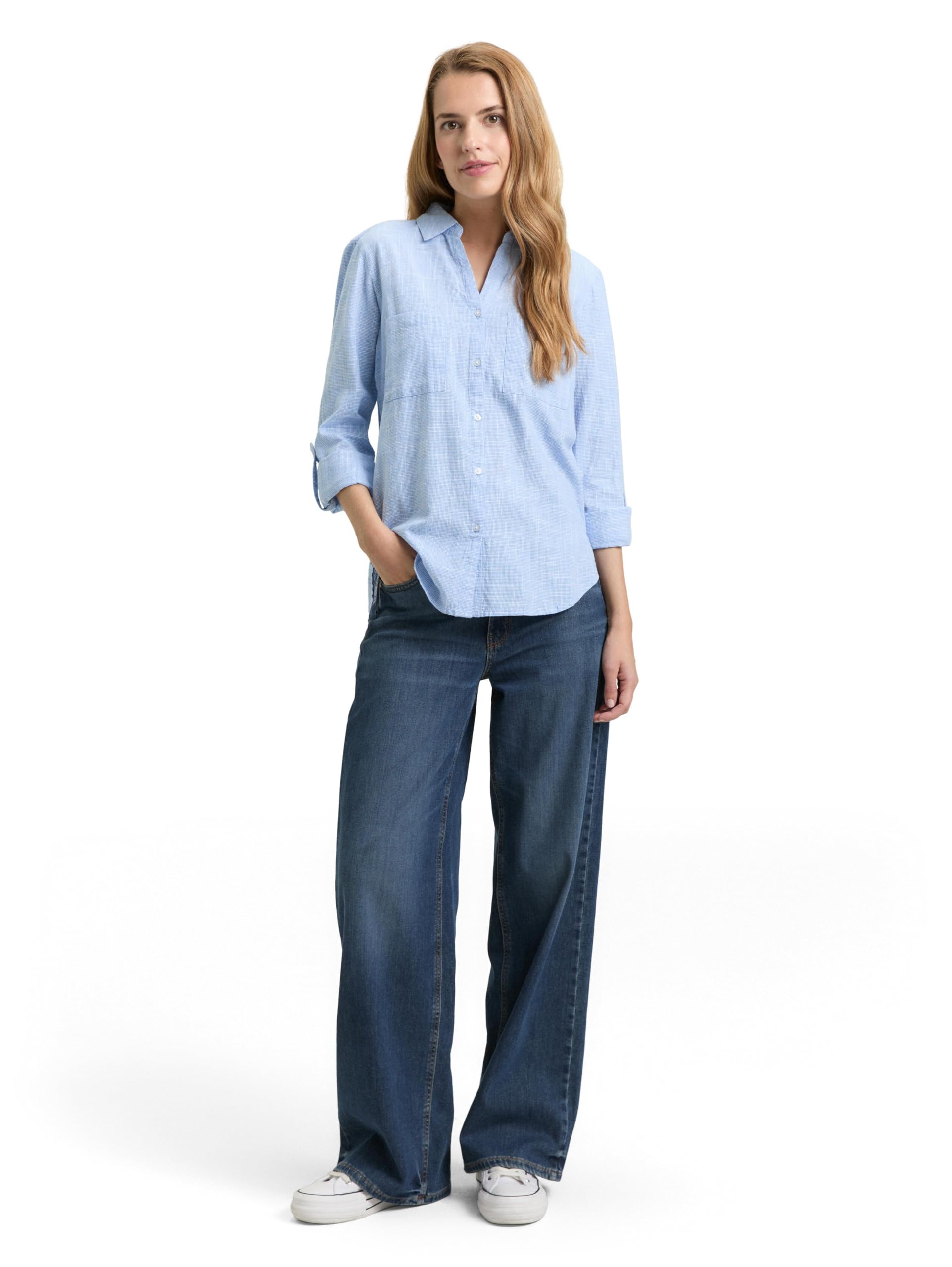 Tom Tailor Damen Bluse mit Brusttaschen aus Baumwolle