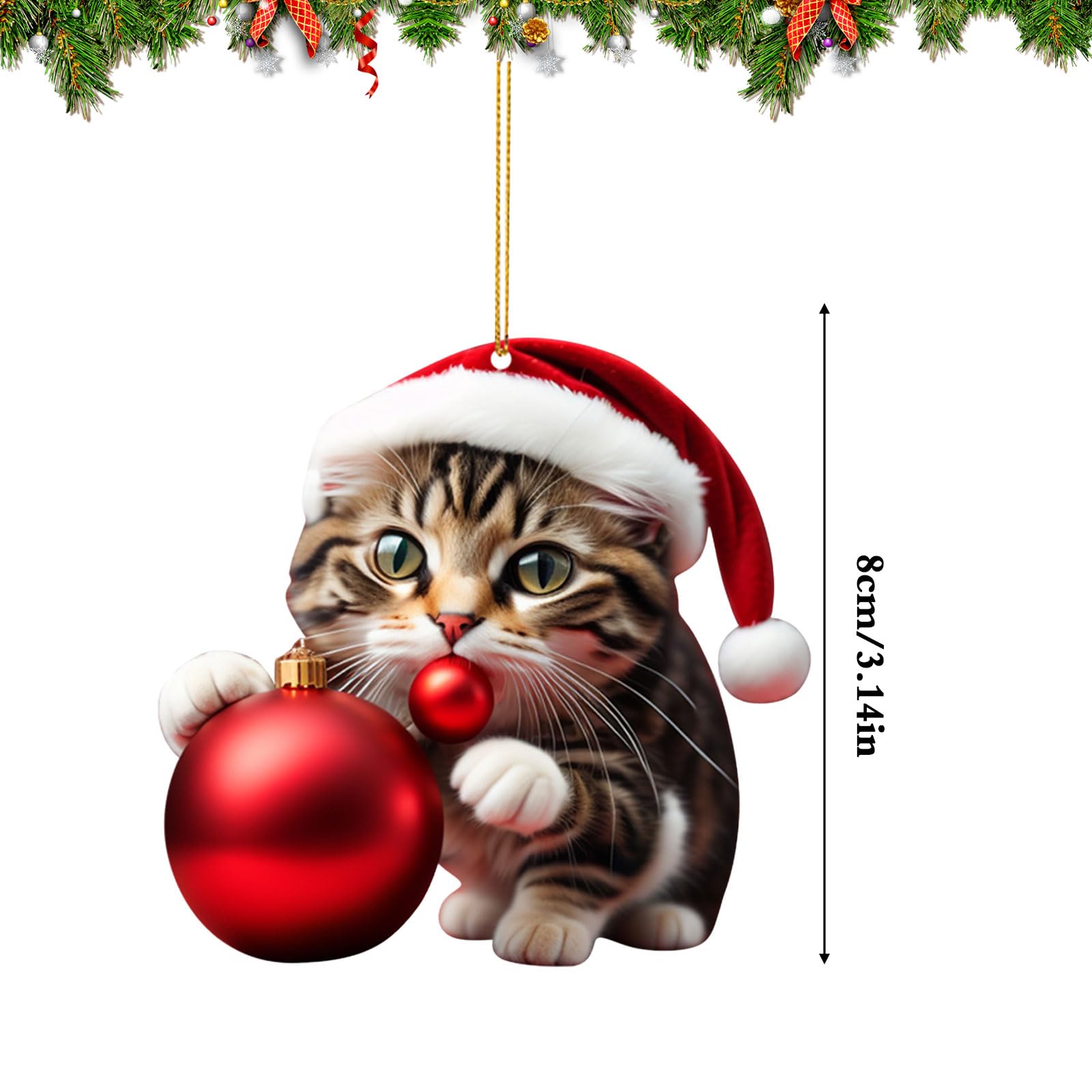 Toile à Aiguilles Pepperberry Designs - Chat De Noël - Ornement De Noël Neuf