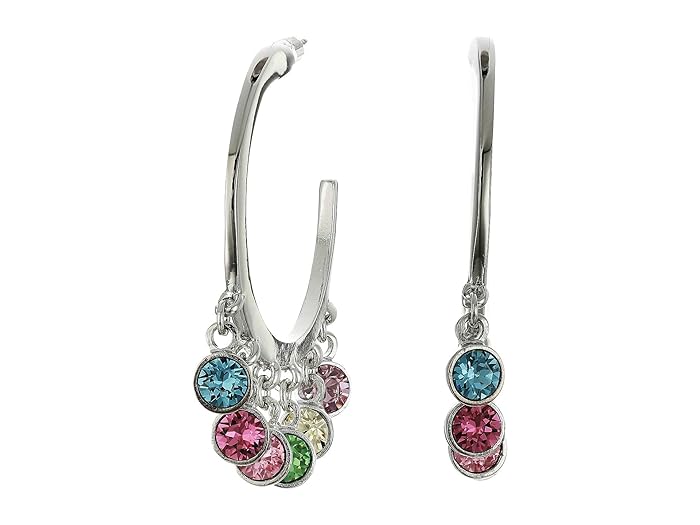 Kenneth Jay Lane  Silver with Multi Pastel Drops Pierced Hoop Earrings (Silver/Multi Pastel) Earring