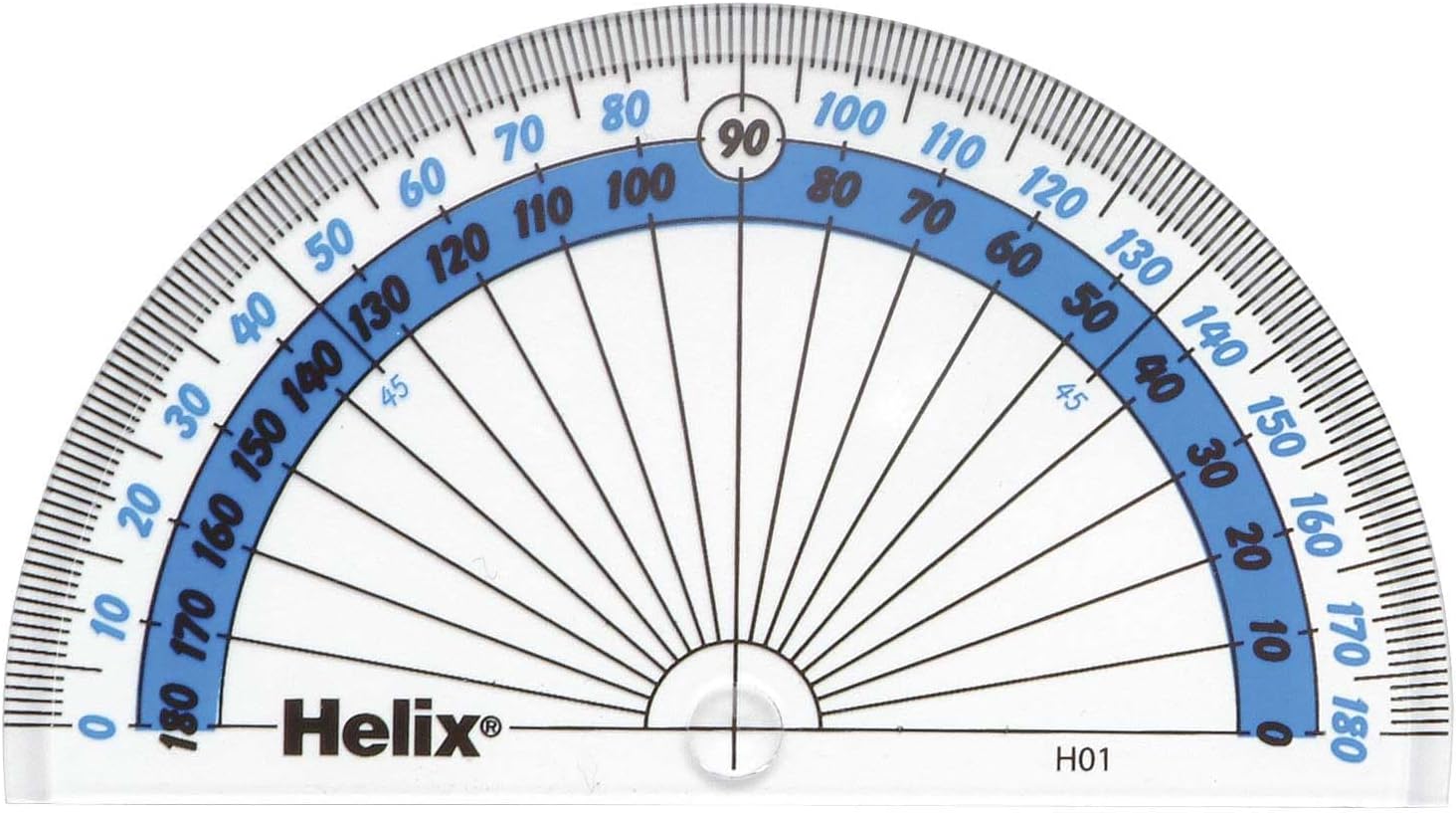Helix 10cm 180 Degree Clear Protractor H01010