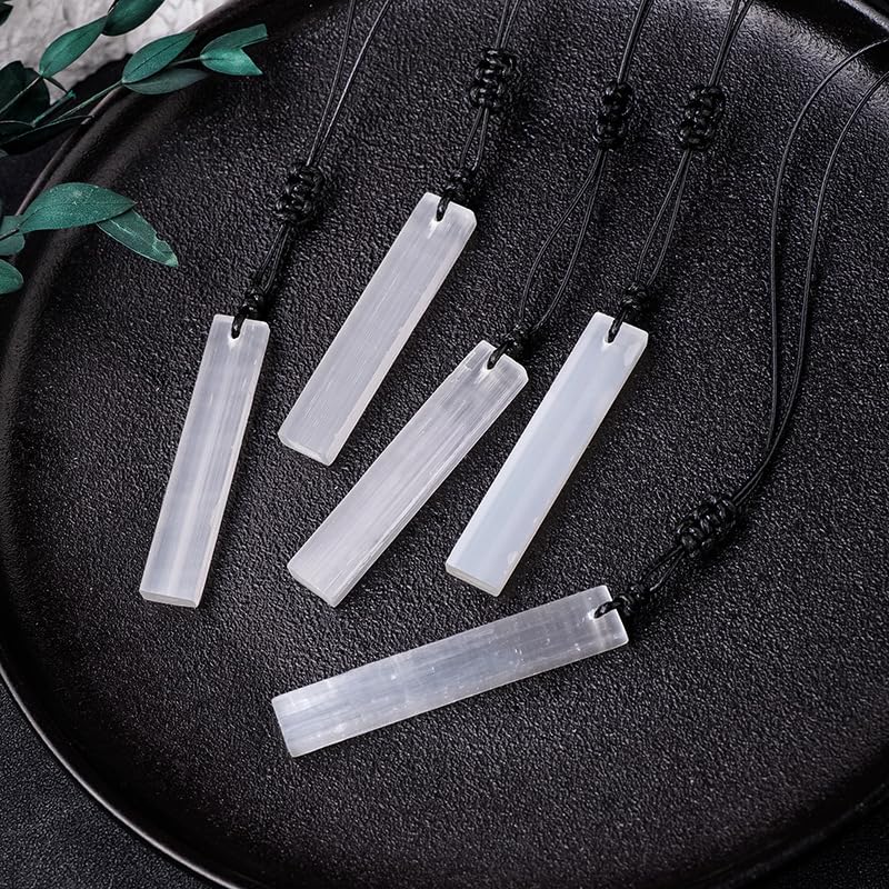 Selenite Stick Pendant Necklace Raw Selenite Crystal Pendant Necklace Chakra Healing Crystals and Stones Selenite Wand Necklace4