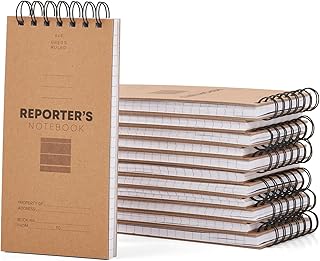 Paper Junkie Reporter’s Notebook 12-Pack, 8 x 4 Inches – Kraft Top Bound Spiral Notepads with 70 Sheets Each – Compact & Durable Journal for Journalists, Students, Detectives & Professionals