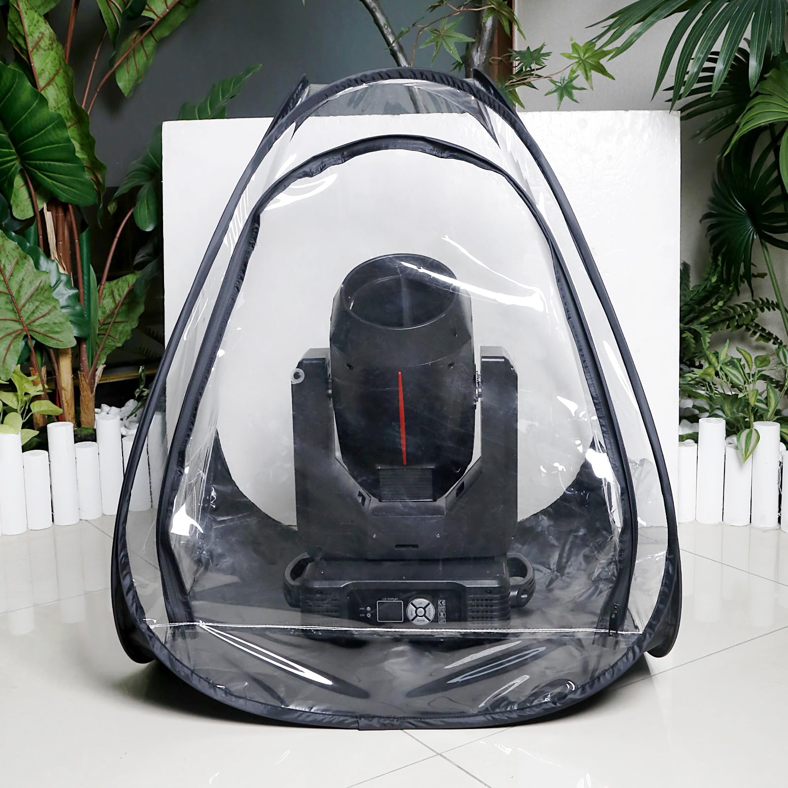 WECAN Protector de lluvia profesional para cabeza móvil, accesorios impermeables y a prueba de polvo para iluminación de escenarios, cubierta transparente para cabeza móvil de pie (1 unidad)