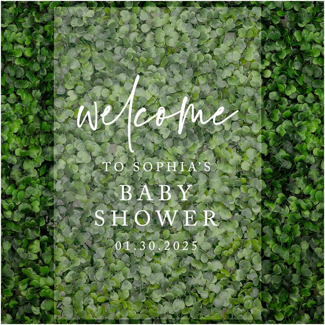 Andaz Press Custom Large Baby Shower Welcome Sign, 16" x 24", Classic Minimal Personalized Acrylic Welcome Sign, Signage Gender-Neutral Acrylic Sign for Baby Sprinkle, Shower Decorations