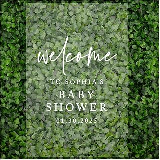 Andaz Press Custom Large Baby Shower Welcome Sign, 16" x 24", Classic Minimal Personalized Acrylic Welcome Sign, Signage Gender-Neutral Acrylic Sign for Baby Sprinkle, Shower Decorations