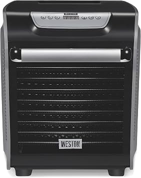 Weston Food Dehydrator Machine for Jerky, Fruit, Meat, Herbs, Vegetables, with Precision Digital Temperature Control 90-160F, 10 Stackable Trays 10.3 sq. ft., Gray 75-1001-W