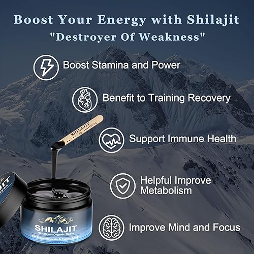 Miniatura 4 de Shilajit Orgánico del Himalaya, Resina de Shilajit Pura, Shilajit de Alta Potencia para Hombres y Mujeres, 600mg de Resina Pura Natural con 85+