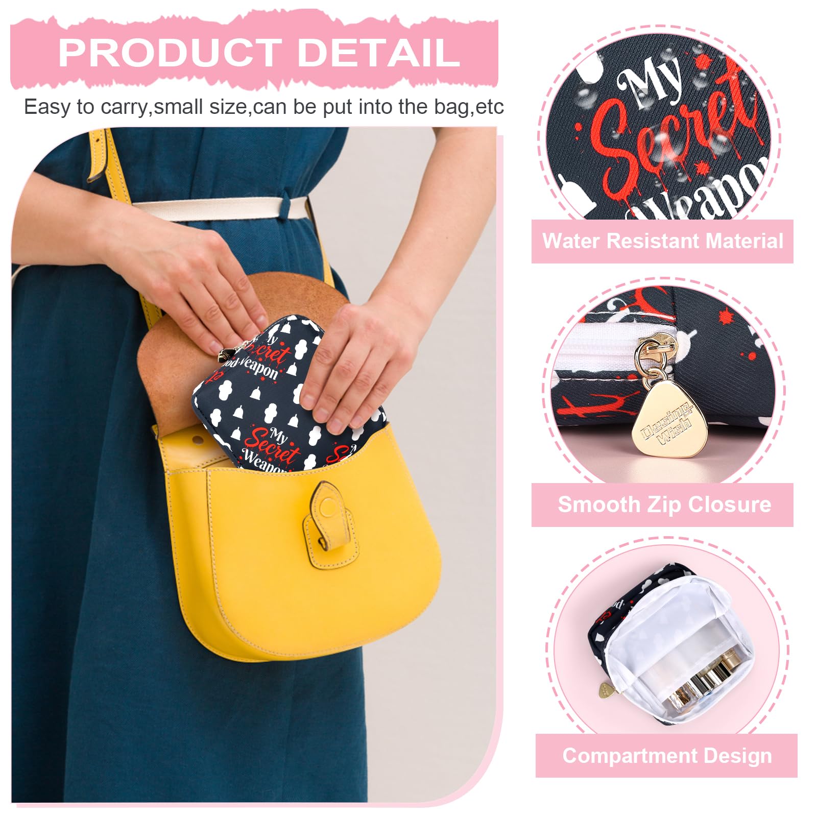Desing Wish Sanitary Pad Storage Bag Portable Period Bag for Teen Pads/Sanitary Napkins/Small Tampons, Sanitary Napkin Storage Bag First Period Gifts for Teen Girls (Shark Week)