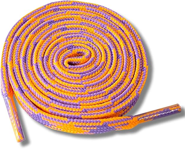 Amazon アクティカ 日本製 ファッション平細靴ひも 110cm 8mm幅オレンジ パープル Actika アクティカ 靴ひも