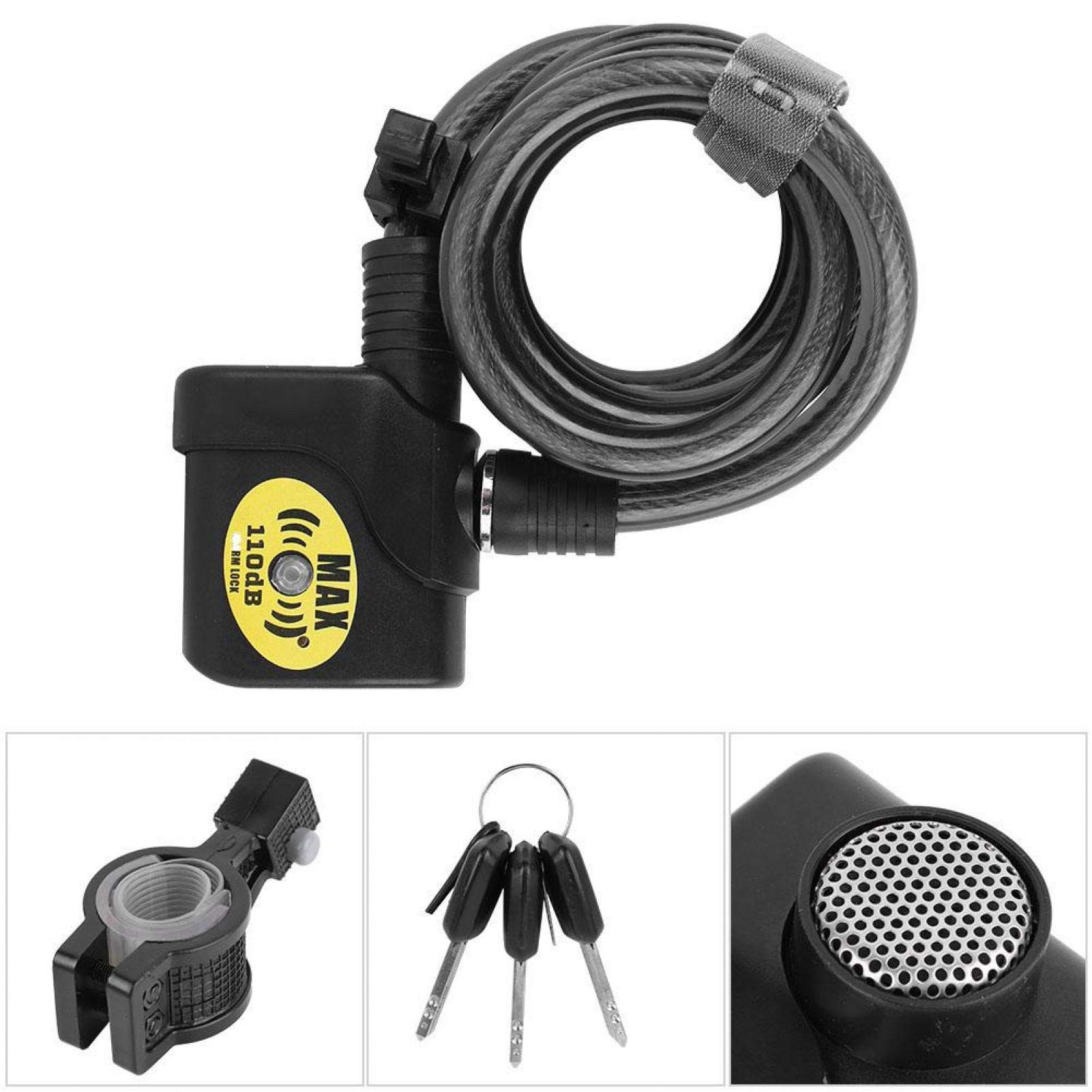 Alarme de verrouillage de vélo EVTSCAN avec sécurité universelle à distance, serrure de sécurité électronique de chaîne d'alarme 110dB antivol pour moto de vélo