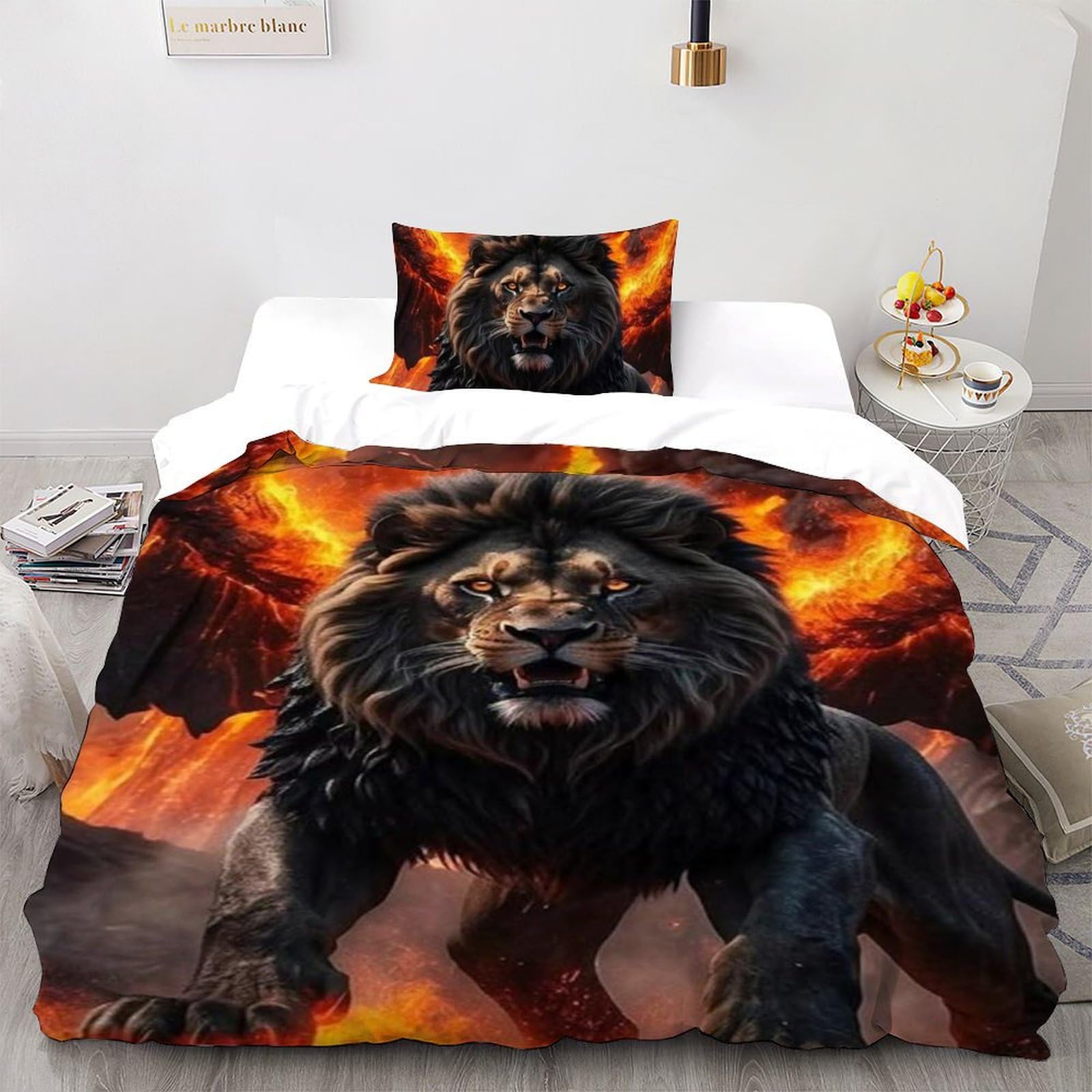 Parure de lit garçon lion féroce 135x200cm idée cadeau enfant