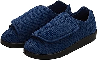 Silvert's Men's Adaptive Slippers with Easy Closures Extra Wide Adjustable Diabetic House Shoes