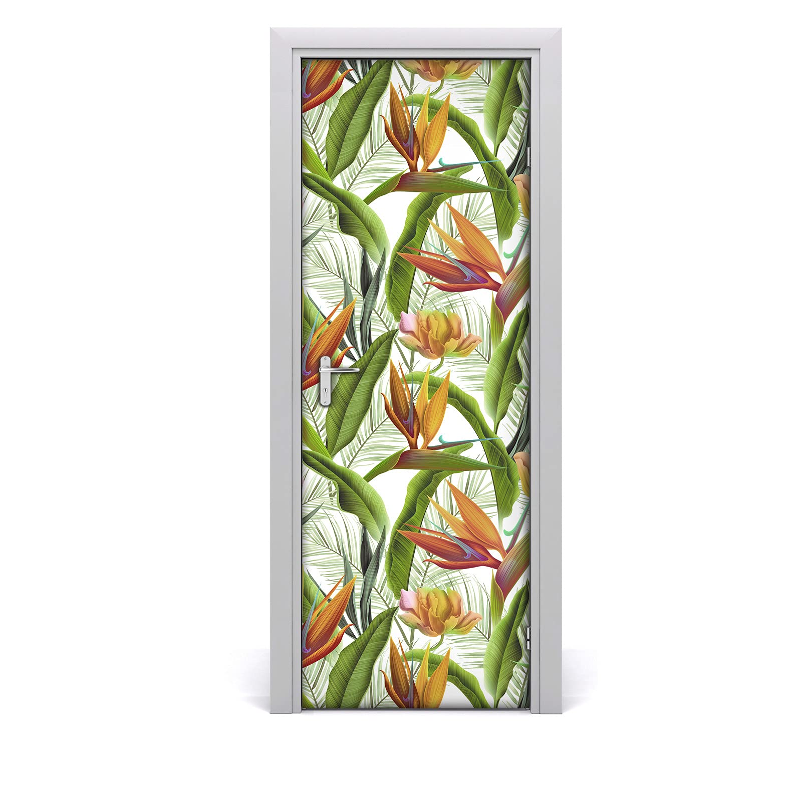 Fotomural para puertas 85x200 autoadhesivo que oculta arañazos con diseño floral