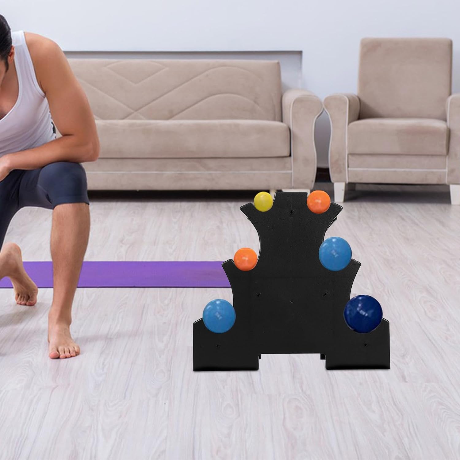 Multi-layer Plastic Dumbbell Rack 3-tier Weight Storage Stand Floor Bracket for Home Gym Workout Accessories