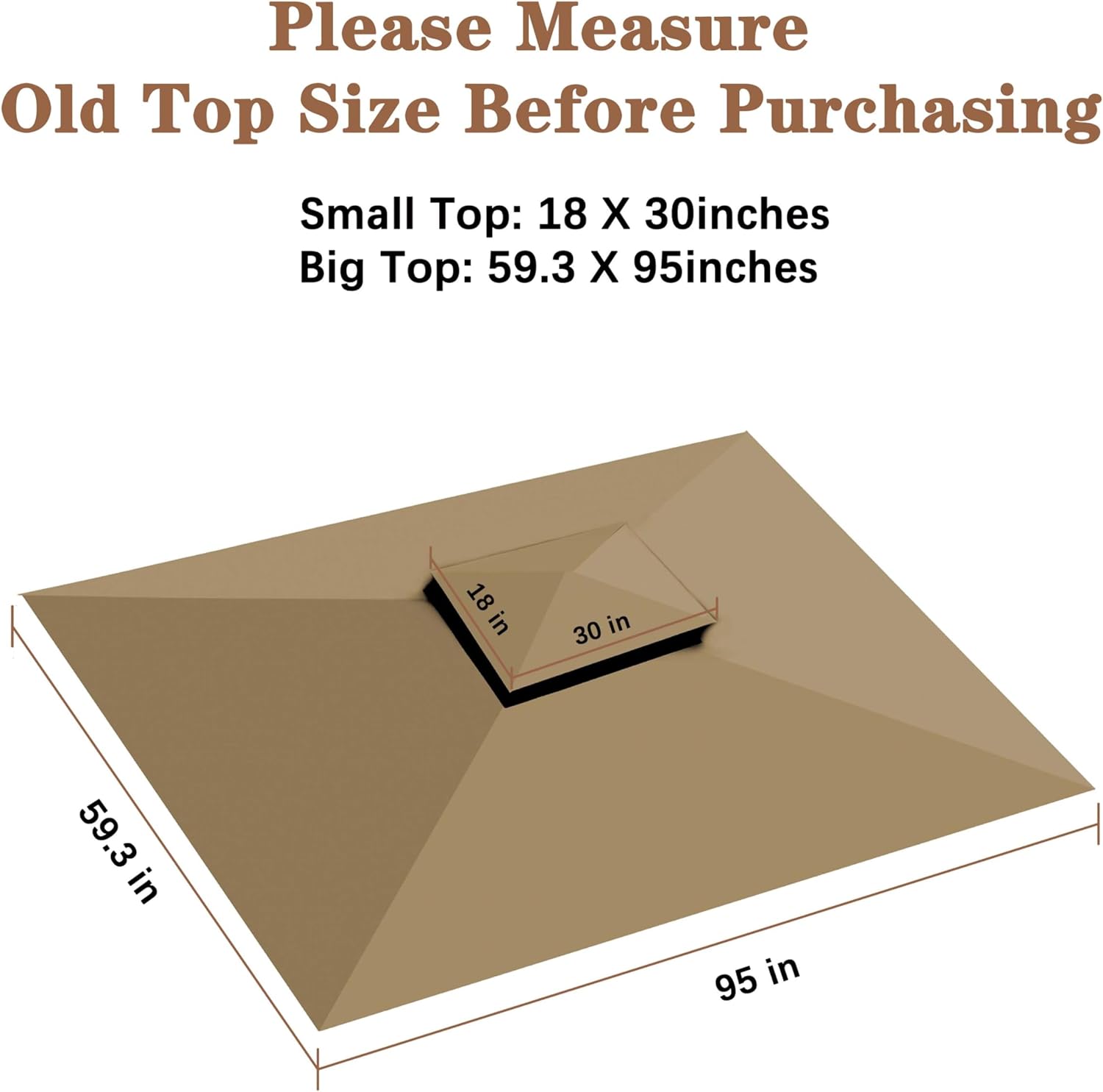 SCOCANOPY 8x5 Ft Replacement Grill BBQ Gazebo Top Compatible with Grill Gazebo Frame Model L-GG001PST-F,L-GG001PST-H,L-GG001PST-F2,(Beige)
