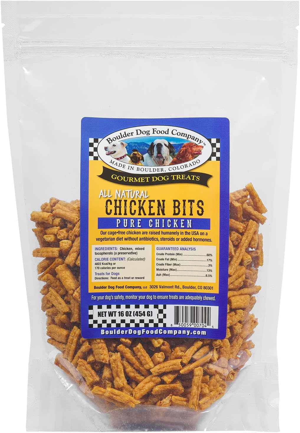 Chicken Bits Grain Free Natural Dog Treats for Small to Large Breed - Low Calorie for Training - High Value, Human Grade Meat, Healthy Dog Treats for Medium & Large Dogs (16oz)